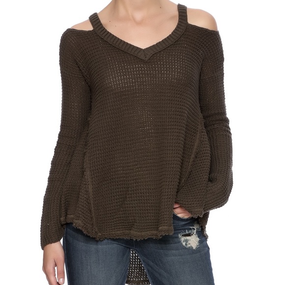 Free People Moonshine cold shoulder, waffle L/S - Picture 5 of 8